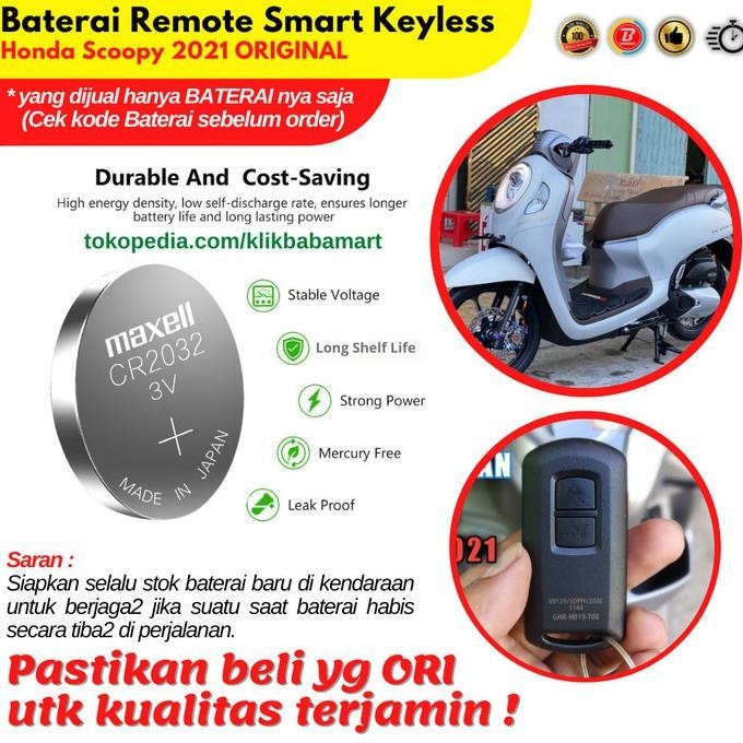 Baterai Remot Motor Honda Scoopy 2021 Smart Keyless Remote Original