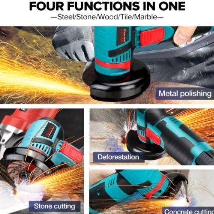 MER PROMOSI WILLRY Mesin Gerinda Cordless Angle Grinder 2 baterai Mesin Gerinda Tangan Alat Pemotong