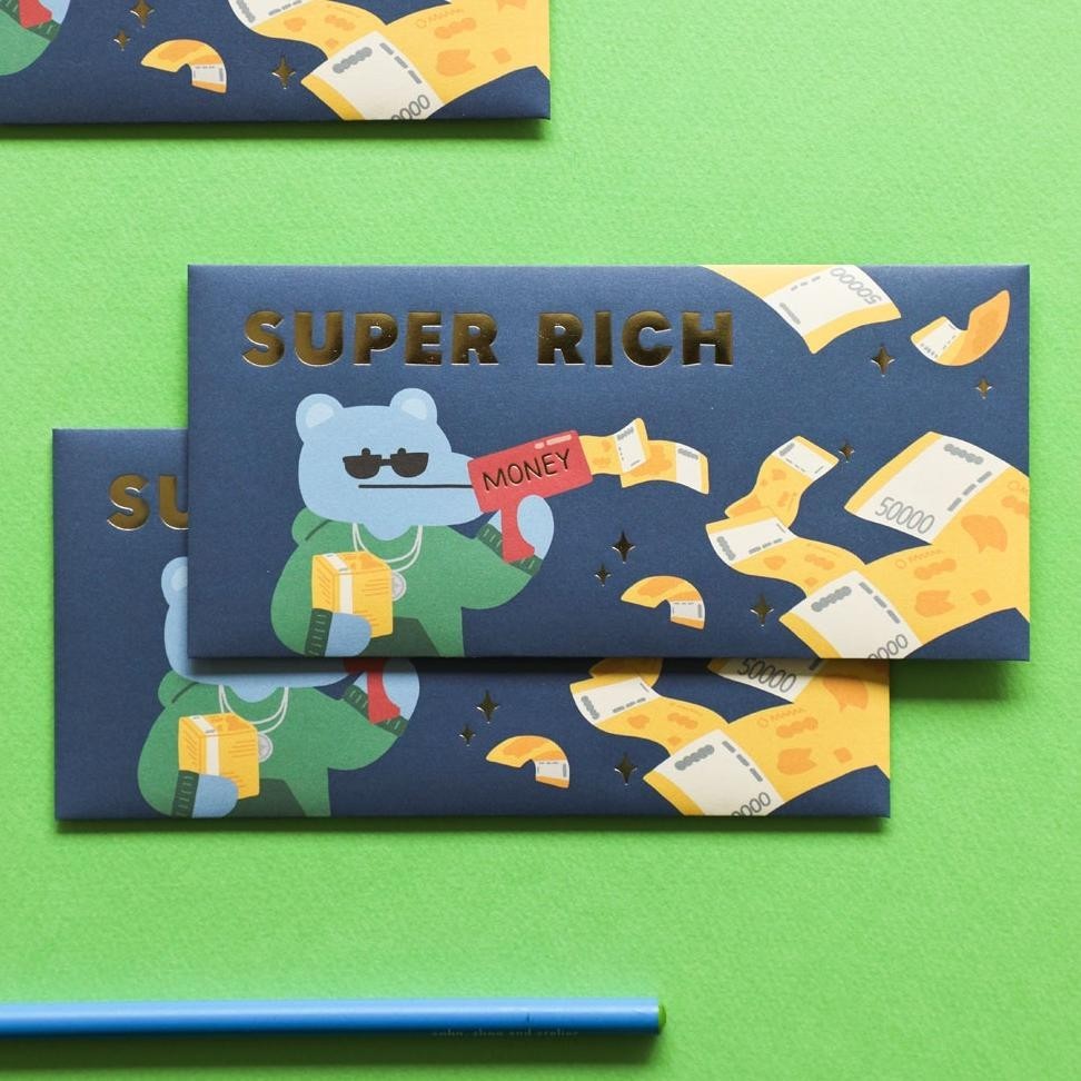 

TIO Amplop lebaran ukuran panjang isi 5 / angpao amplop karakter lucu uang korea Super rich TERLARIS