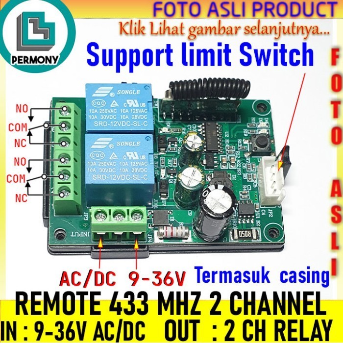 Relay Switch 433 Mhz 2Ch 433Mhz 2 Ch Wireless Rf Receiver 9-36V Dc Best