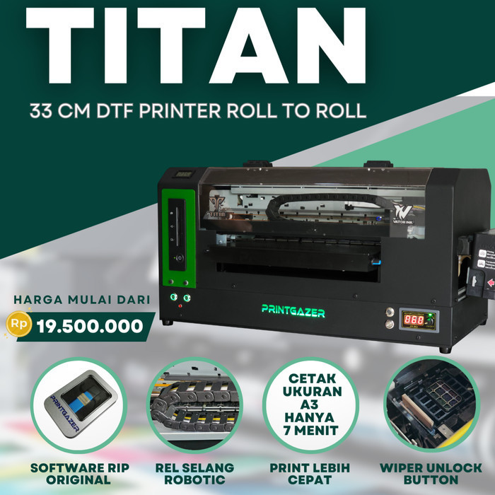 Printgazer Titan Printer Dtf A3+ Mesin Sablon Kaos A3 Film Powder Best
