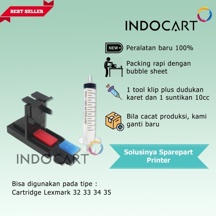 Refill Clip-Tool Kit-Klip Penyedot Tinta Cartridge Lexmark 32 33 34 35 Best
