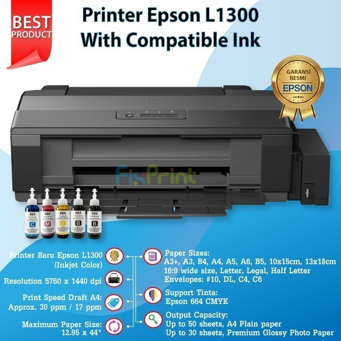 Printer Epsn L1300 L 1300 - Printer A3 Original Infus - Hanya Print Best