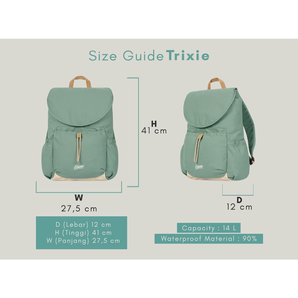 [BEAUTY LR COLLECTION] Bigmo Tas Ransel Wanita Anti Air Trixie Grey
