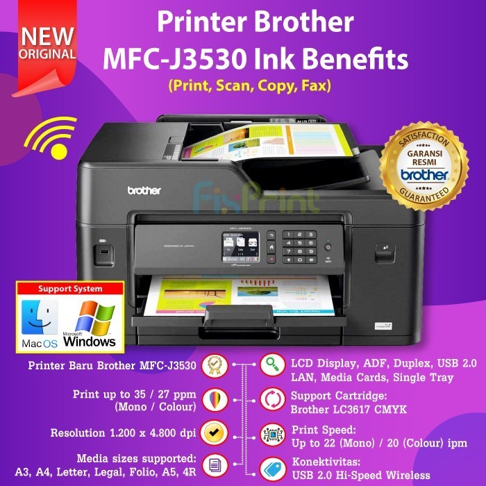 Printer Brother Mfc-J3530Dw Printer A3 Print Scan Copy Wireless Fax Best