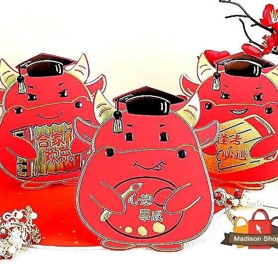 

New Sale Zxt006 Angpao Kerbau Merah Mini 3D Isi 3 Ampao Gantung Imlek Kecil Pengiriman Cepat