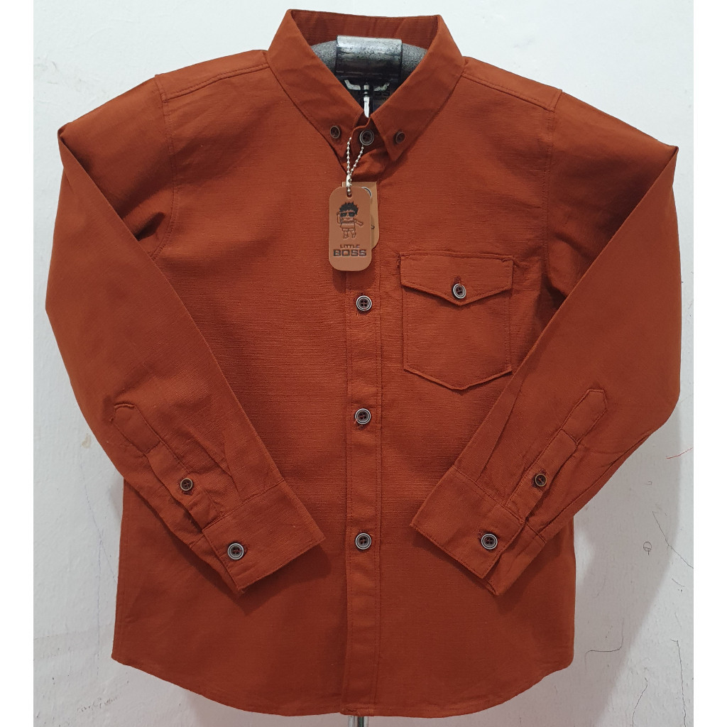 [GET IT QUICKLY] BbBggs Kemeja Polos Anak Laki Import 5-15 Tahun Hem Anak Tanggung / Remaja Abu Muda