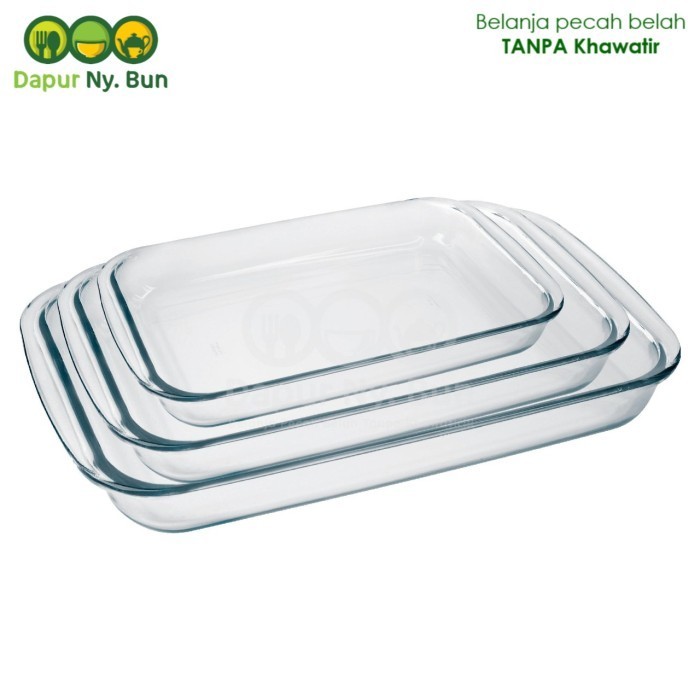 Loyang Kaca Kecil Persegi Panjang Ukuran 1L / Tempered Glass Bakeware