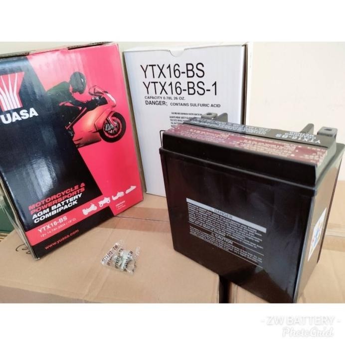 New Aki Yuasa Original Ytx16-Bs 12 Volt 14.7 Ampere Gratis Ongkir