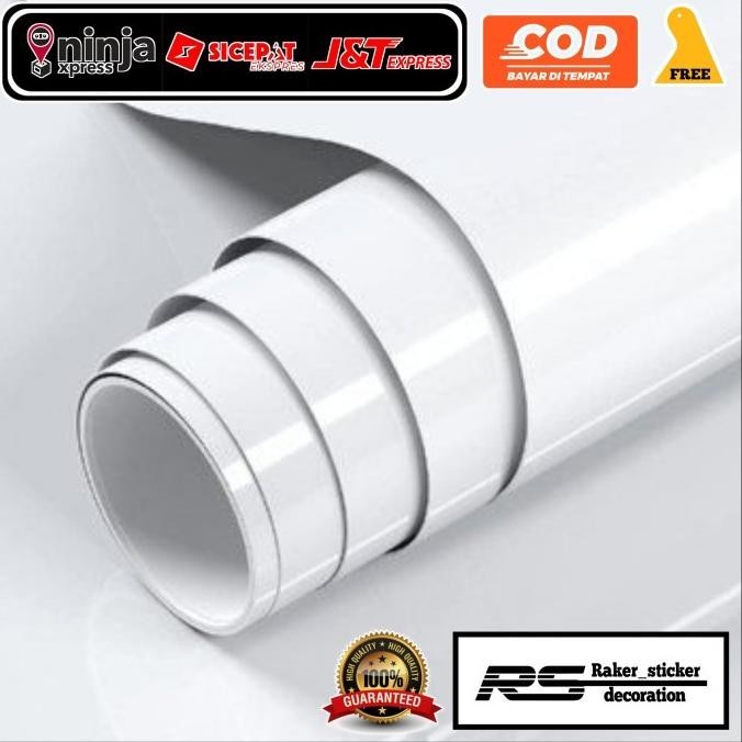 Grosir.. Stiker Skotlet Putih Glossy Sticker White Mengkilat Kualitas Premium