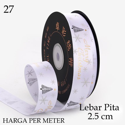 

Christmas Ribbon 27 / Pita Satin Kado Natal (METER)