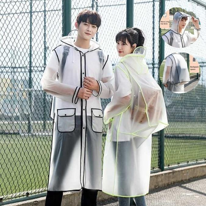 Jas Hujan Korea Transparan Pria Wanita Mantel Hujan Ponco Dewasa