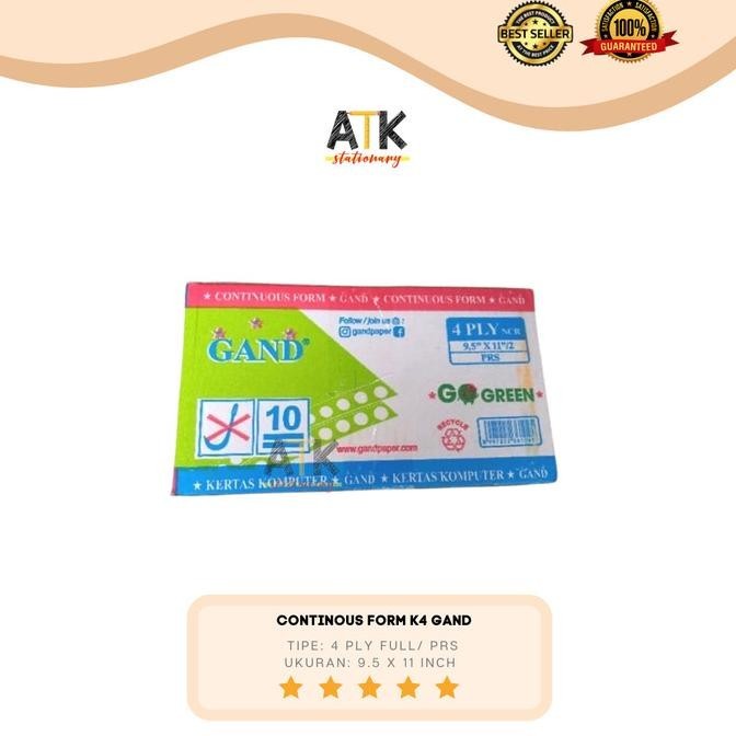 

Continous form 9.5X 11" 4 Ply( K4 Warna) Bagi 2 Gand atk
