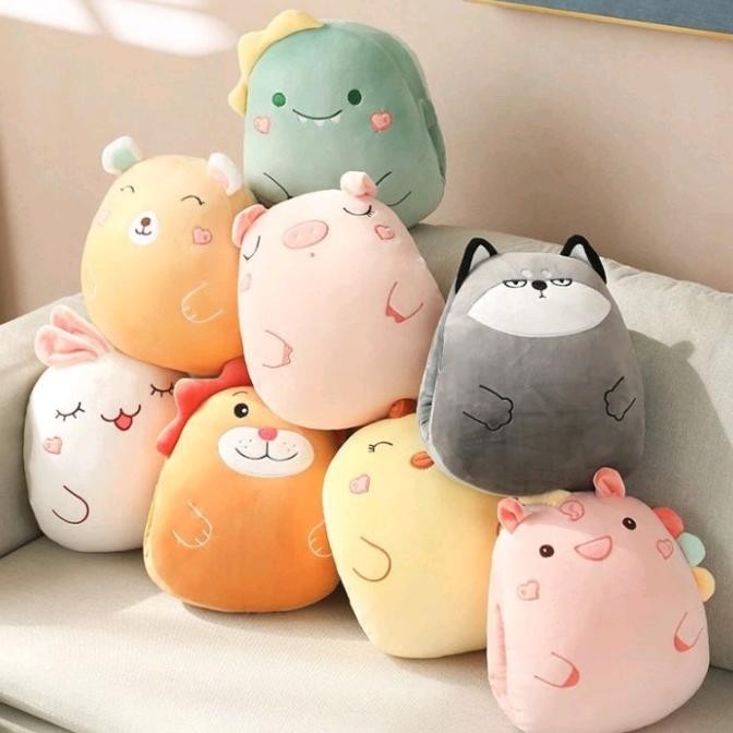 BONMUT SELIMUT BONEKA DENGAN PENGHANGAT TANGAN BONEKA BANTAL SELIMUT