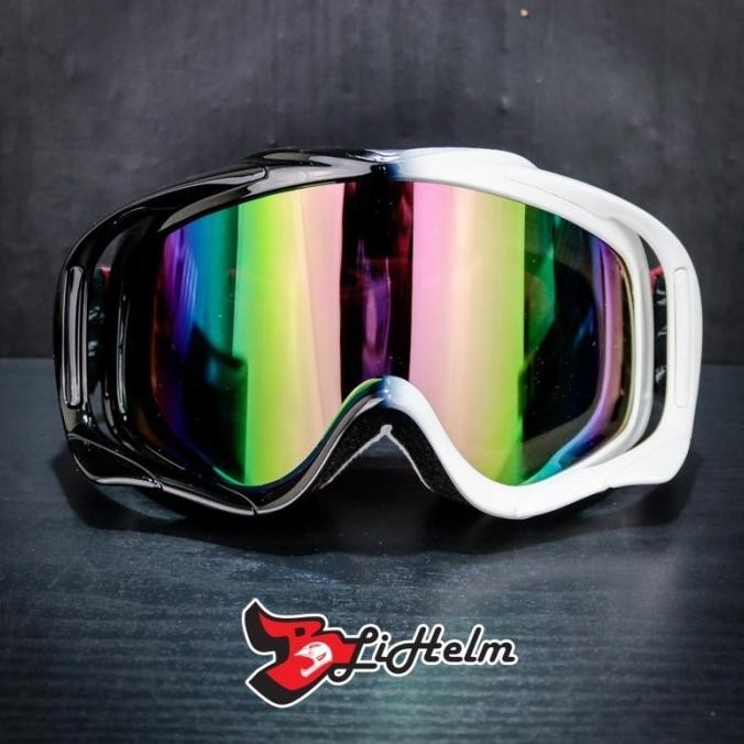 GOGGLE CROSS JPX WHITE BLACK RAINBOW | GOOGLE MOTOCROSS HELMET TRAIL