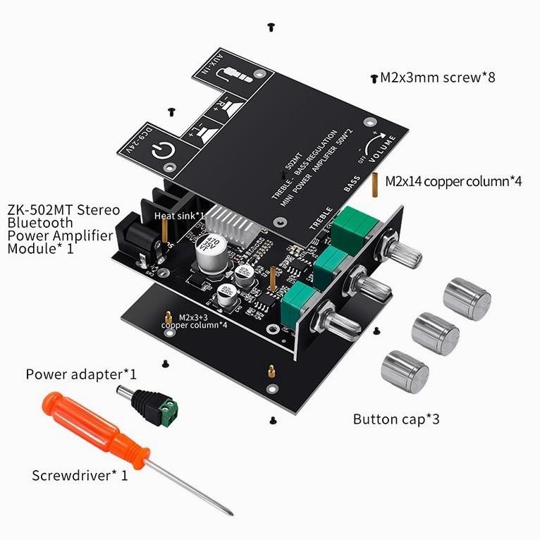 Sale Zk-502Mt 2*50W Stereo Bluetooth 5.0 2.0 Channel Audio Digital Hifi Power Amplifier Board High P