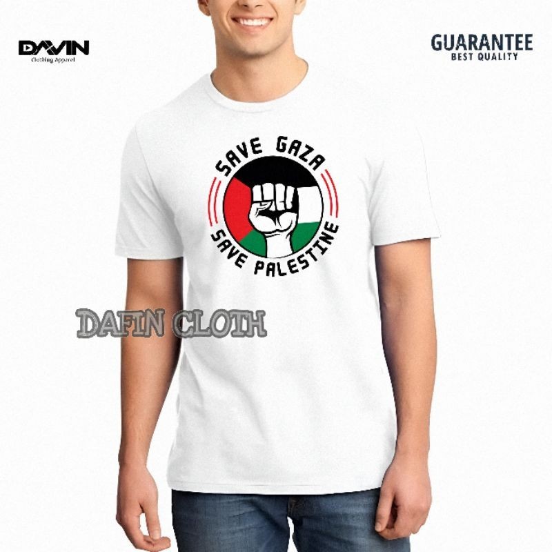 Kaos Pria Baju Tshirt Save Gaza Palestina