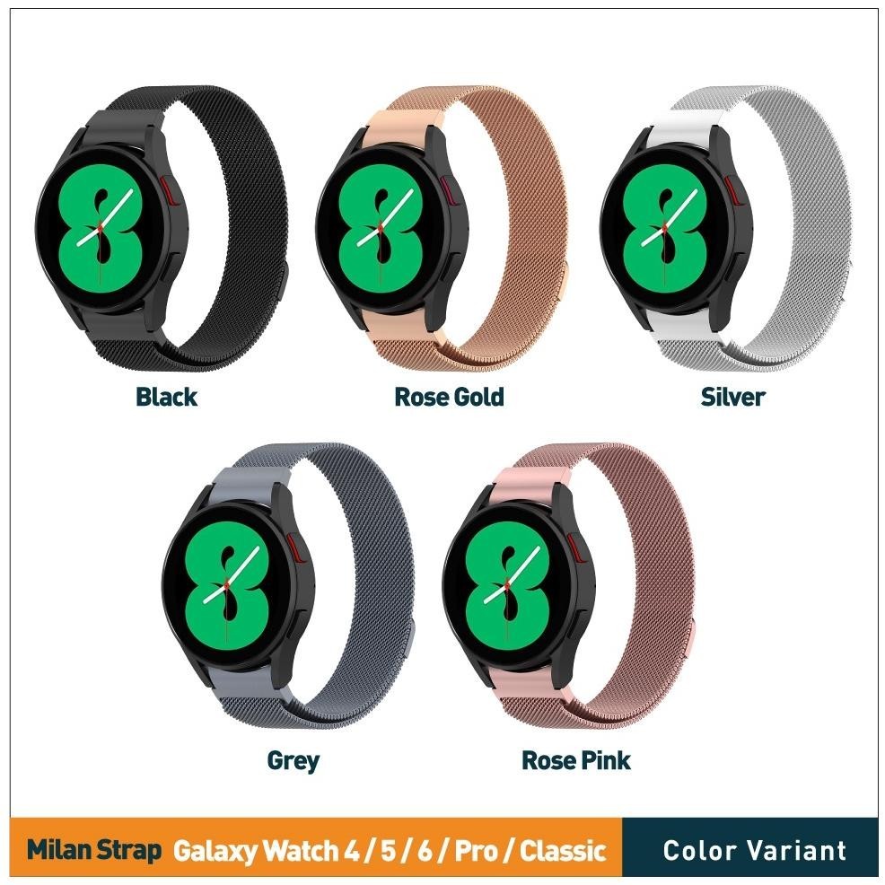 Promo Awal Tahun Milan Stainless Steel Strap For Samsung Galaxy Watch 6 5 4 Pro / Classic (Tali Jam Magnetic Loop Watch6 Watch5 Watch4 Universal) Original