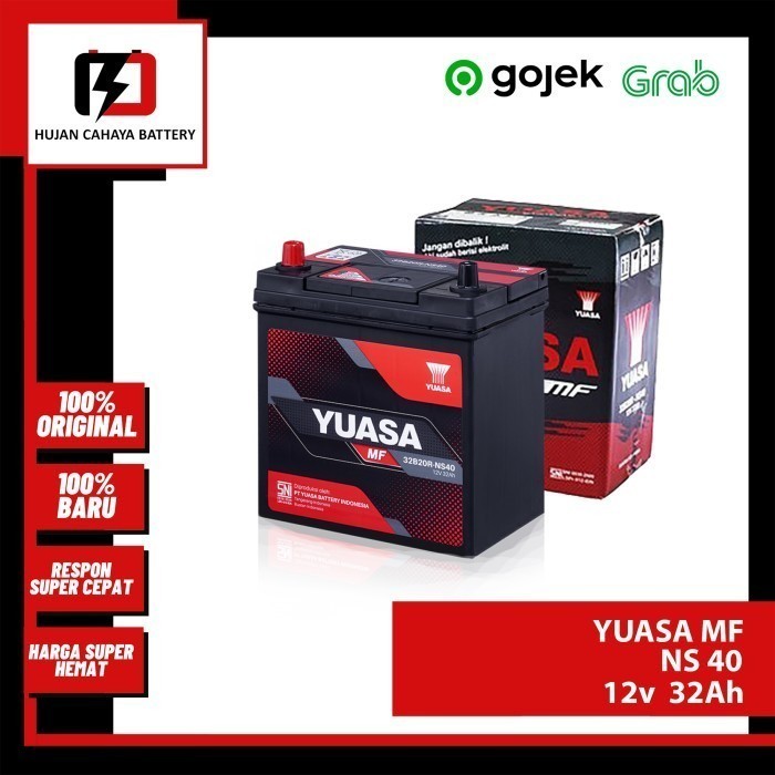 Aki Mobil Yuasa Mf Ns40 / Ns-40 / Ns 40 - Aki Daihatsu Xenia /Mi/Li/Xi Gratis Ongkir