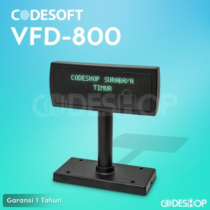 

TERMURAH - CUSTOMER DISPLAY CODESOFT VFD 800 TERMURAH VFD-800 LAYAR KASIR GARANSI