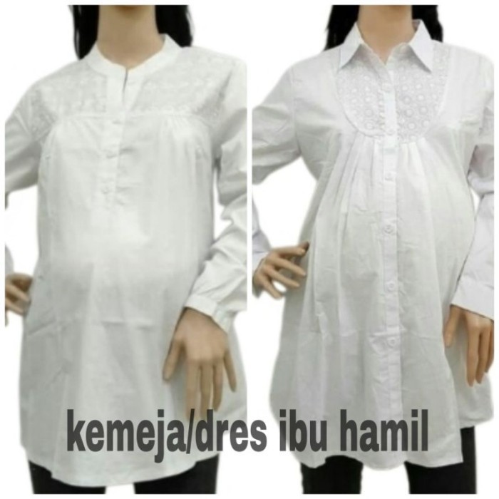 Manchu Kemeja Ibu Hamil Warna Putih Baju Dres Kerja