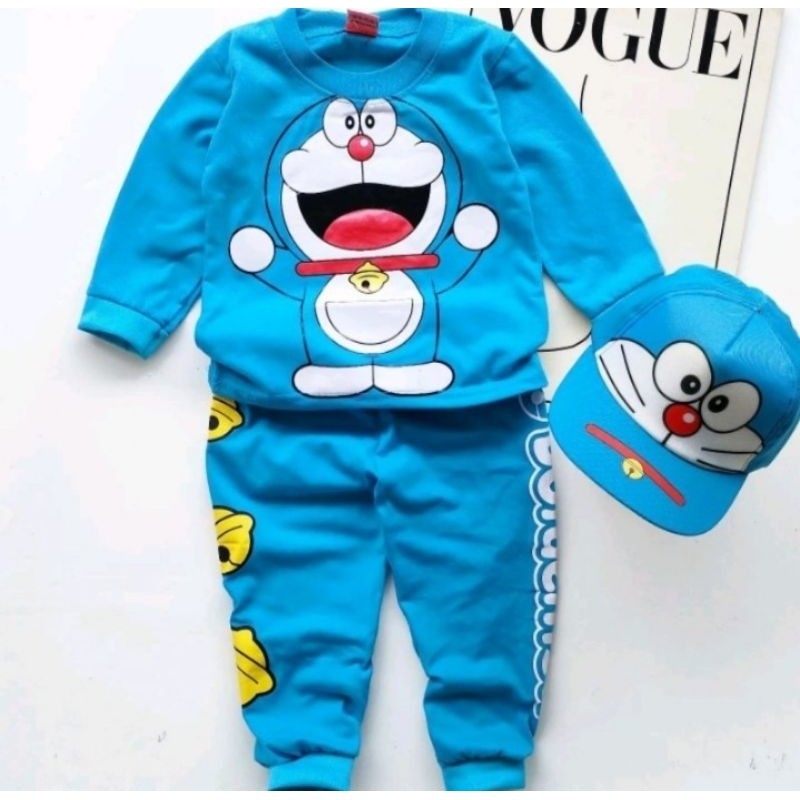 BAJU ANAK DORAEMON SETELAN ANAK COWOK CEWEK UMUR 1-5 TAHUN