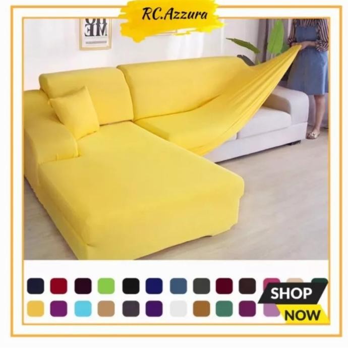 COVER SOFA L SHAPED SIKU SUDUT SARUNG SOFA STRETCH ELASTIS POLOS