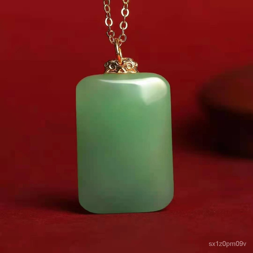 Aventurine Kalung Liontin Jade, Liontin Piring Ketenangan dan Perdamaian, Kalung Roti Merek Jade