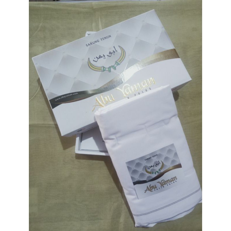 [SYAR'I MINERV] Sarung tenun putih hitam Abu Yaman /sarung putih polos sarung hitam polos /sarung