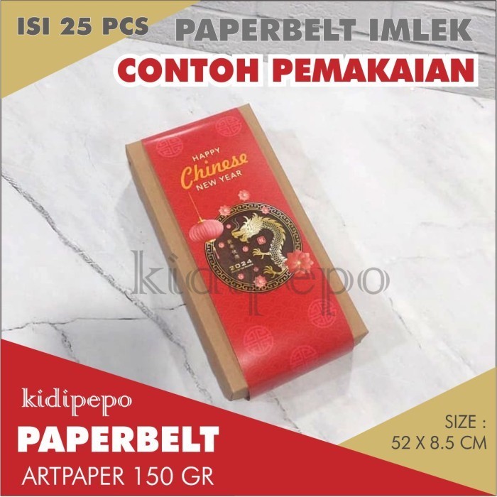 

Paperbelt / Sleeve Kue Imlek Cny Naga Emas Vertikal Isi 25 Lembar 002