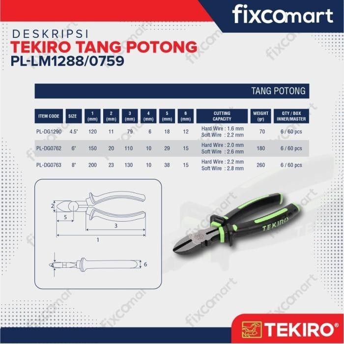 TEKIRO TANG POTONG 8" / TANG TEKIRO / TANG KABEL