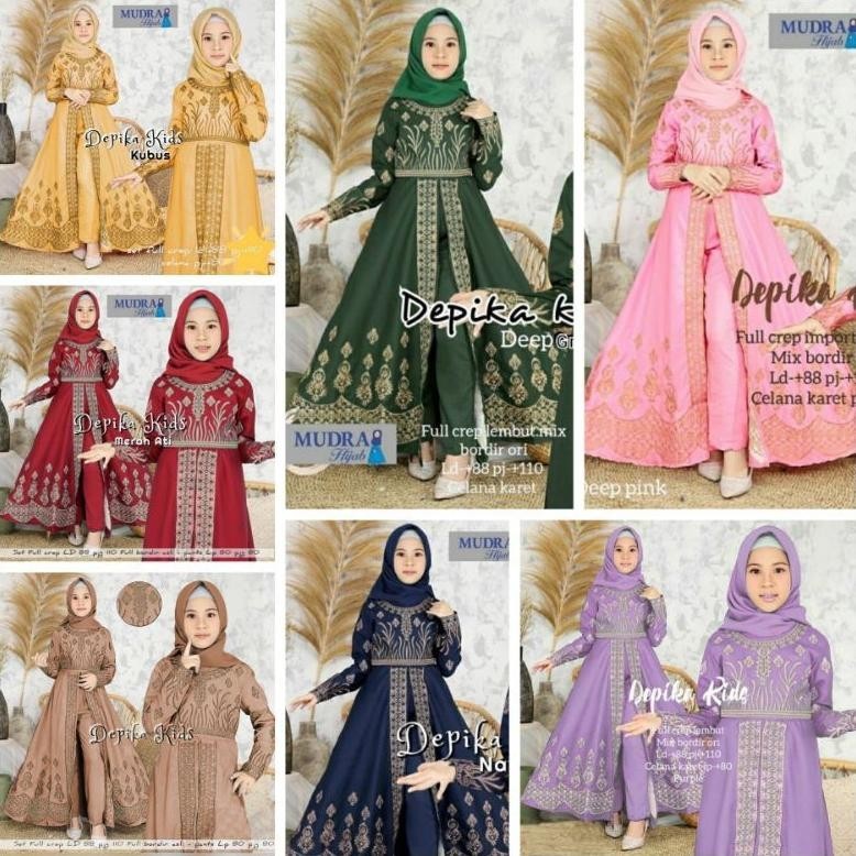 "Cashback Cepat" KID ST DEPIKA/ set baju muslim anak remaja usia 7-9tahun/ Gamis anak tanggung terba
