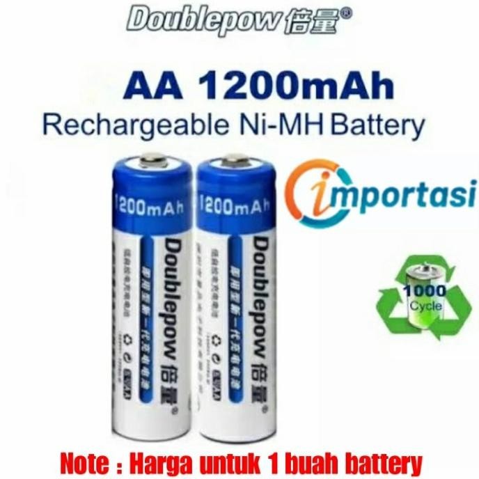 Berkualitas DOUBLEPOW Battery Rechargeable AA 1200MAH AAA 900MAH Batere Baterai .,