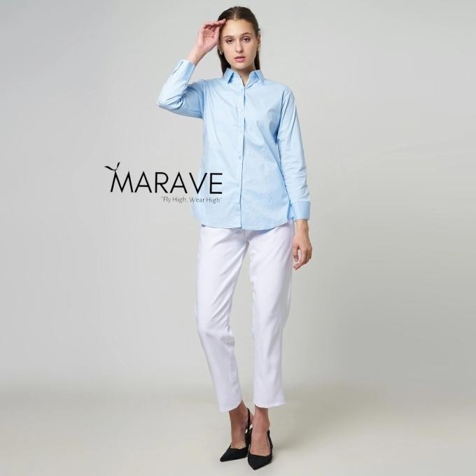 New kemeja polos biru muda wanita kemeja biru langit wanita kemeja kerja