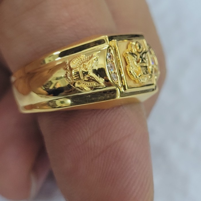 Cincin - Cincin Stampel Cowok Pria Eagle Ad Variasi Emas 70% 700 70 %