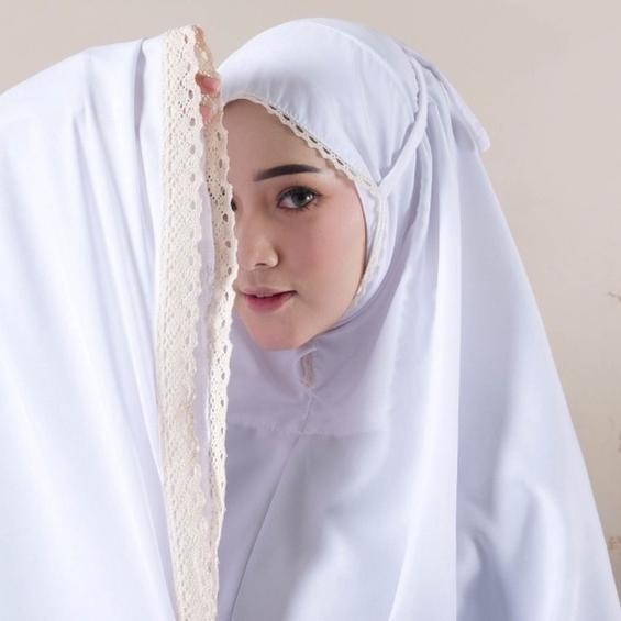 Mukenah Dewasa 2In1 Resleting Mukena Kado Souvernir Haji & Umroh Katun Polos Renda Bali Jumbo Mukena
