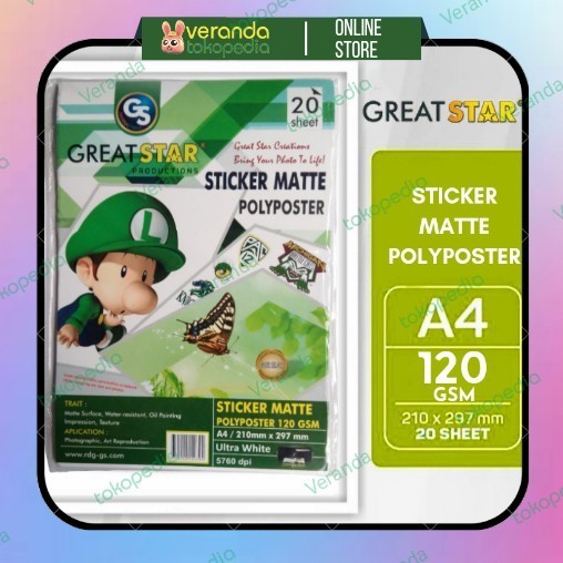 

TERMURAH Great Star Sticker Matte Polyposter A4/120gsm 20's