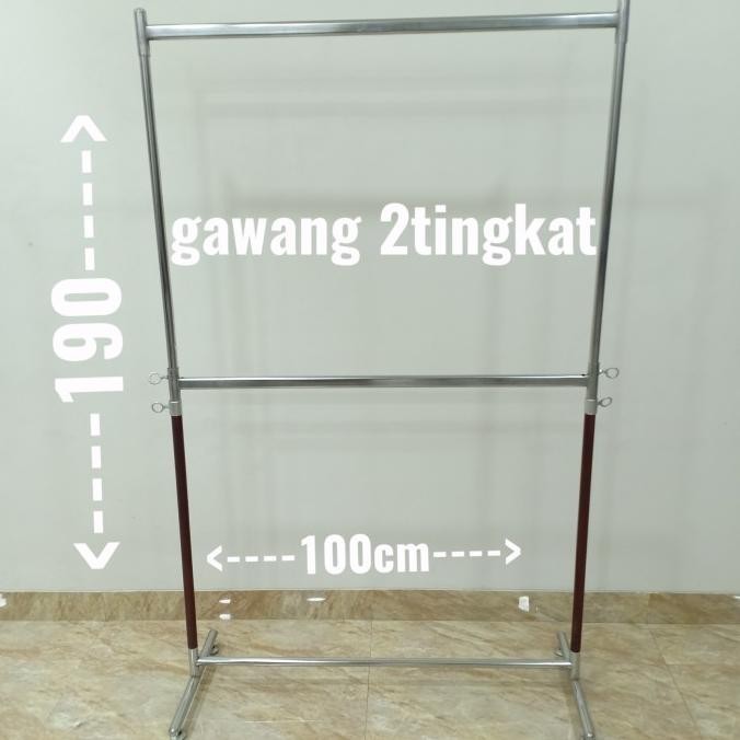 gawang 2 tingkat/gantungan baju besi 2 tingkat
