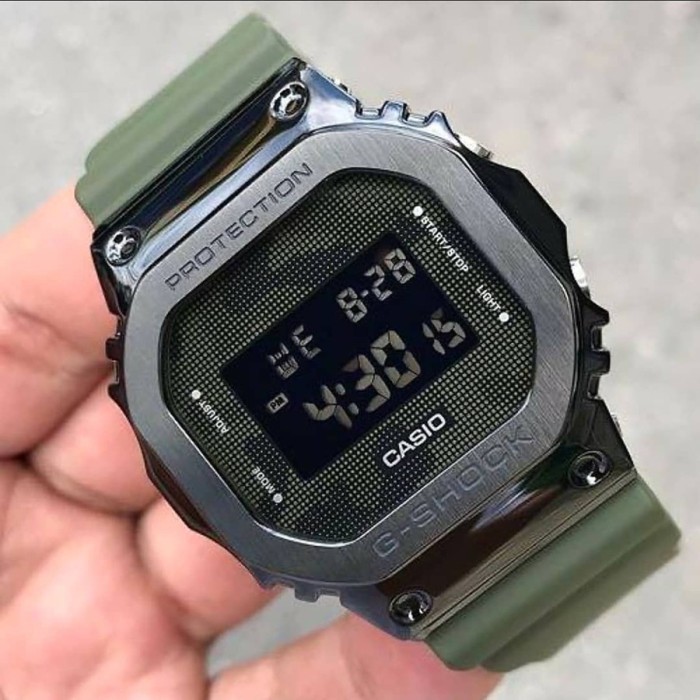 Jam Tangan Casio G-Shock Gm 5600 Gm5600 Digital Green Army Fullset