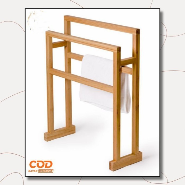 Laundry - Rak Handuk Susun Aesthetic Murah Tempat Handuk Kayu