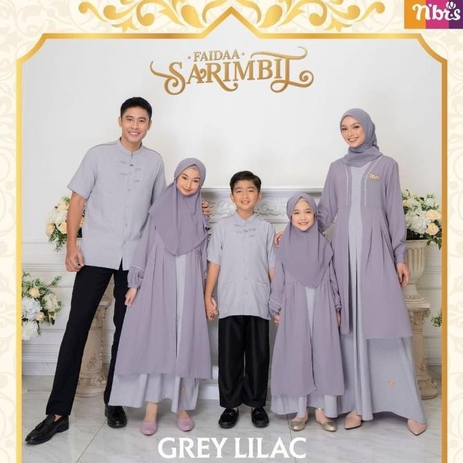 Sale Now Sarimbit Nibras Faidaa Grey Lilac Baju Muslim Couple Lebaran Keluarga Limited Edition