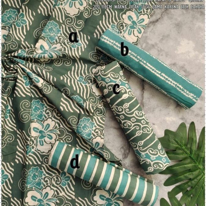 Terbaik Kain Batik Cap Handmade Serian Hijau - Tosca (Pastel) .,