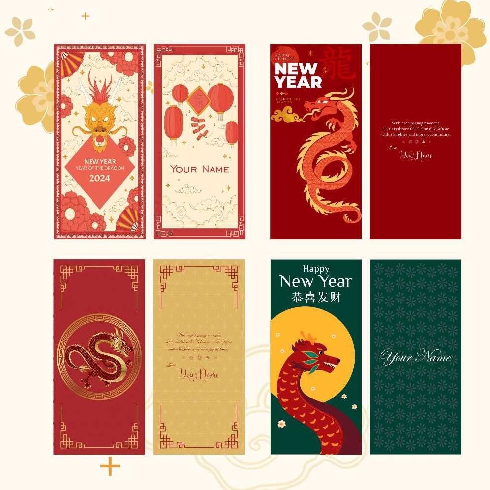 

Big Sale 12Pcs Angpao Imlek Custom Nama / 2024 Chinese New Year Hongbao / Angpau Sincia Custom Promo