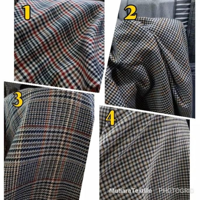 New Bahan/Kain Blazer Semi Wool Motif Kotak _ Bahan Semi Wool Kotak 