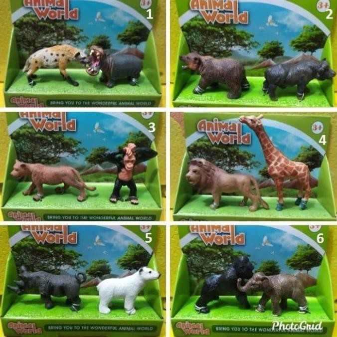 Mainan Binatang Miniatur Singa Jerapah Maket Diorama Kebun Binatang | Tokonisaya