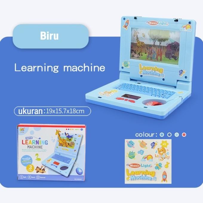Mainan Laptop Mini Edukasi Belajar Anak Balita Nyala Lampu Musical  | Licurgo