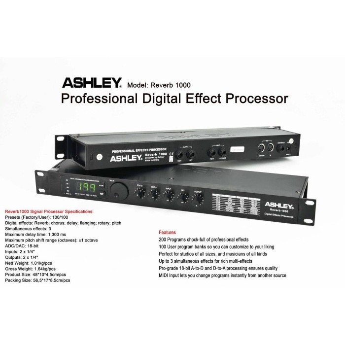 EFEK VOCAL ASHLEY REVERB1000 REVERB 1000 ORIGINAL