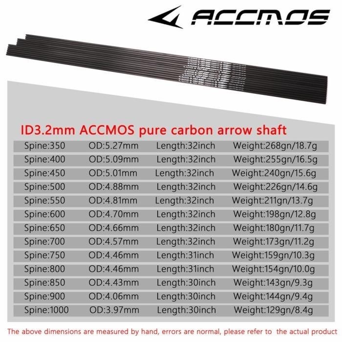 Accmos Arrow Set T40 Id 3.2 Spin 350 - 550 Anak Panah Carbon