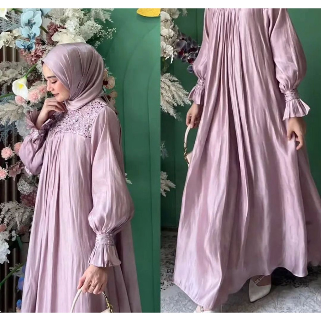 Rania Dress / Gamis Ceruty Wanita Jumbo Ld 130Cm / Gamis Brukat Wanita Ukuran M - L - Xl - Xxl / Gam