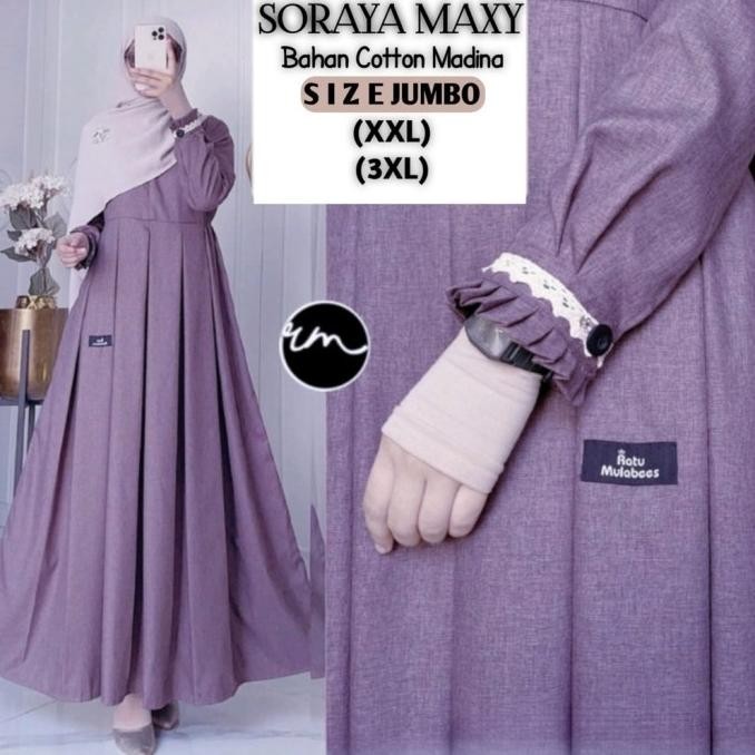 NEW/ Gamis Katun Madina Soraya Maxy Gamis Jumbo Ld 120 Ld 130 Terbaru